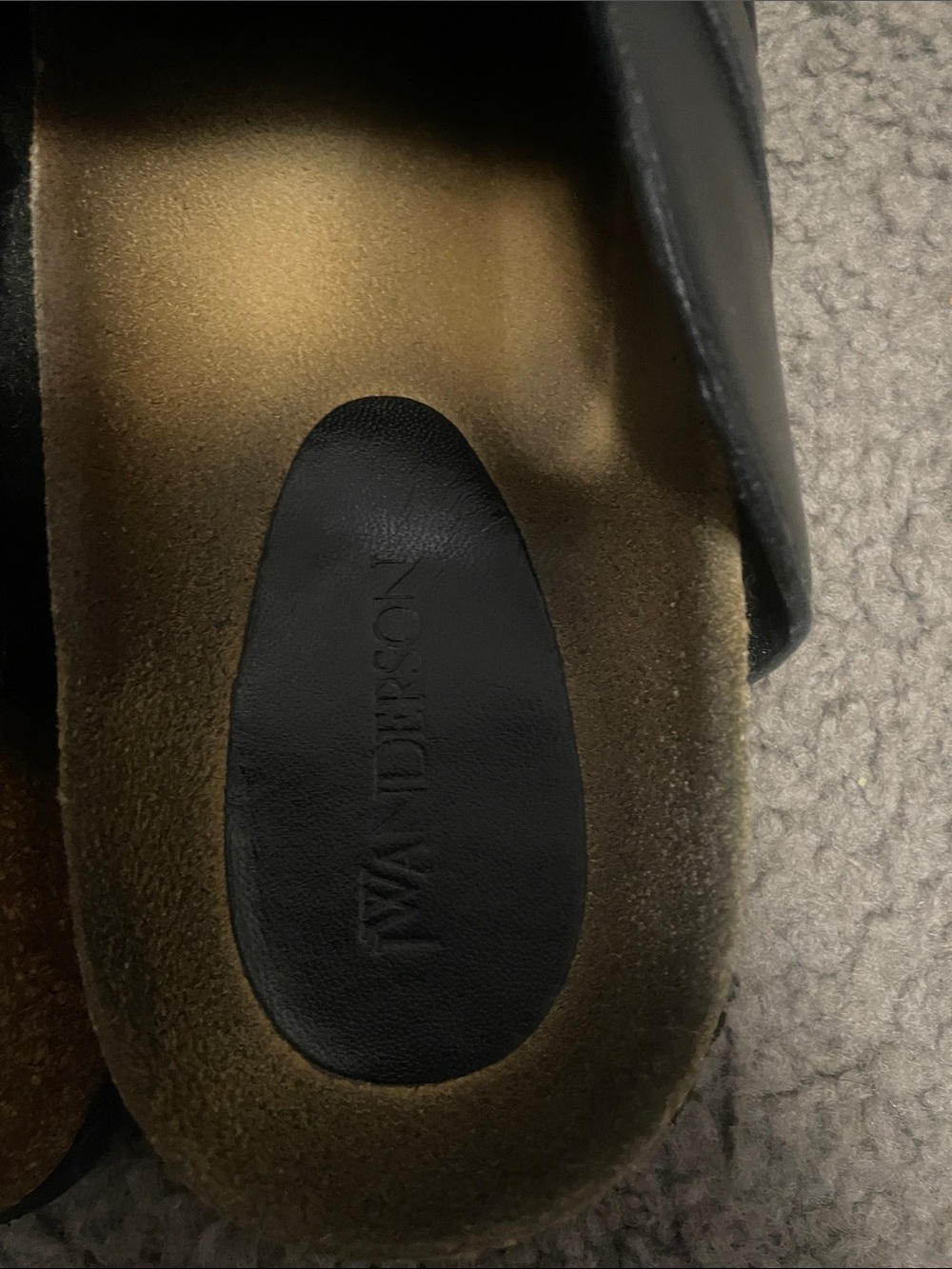 JW ANDERSON Black Leather Slide with Gold Insole - Picture 2 of 6